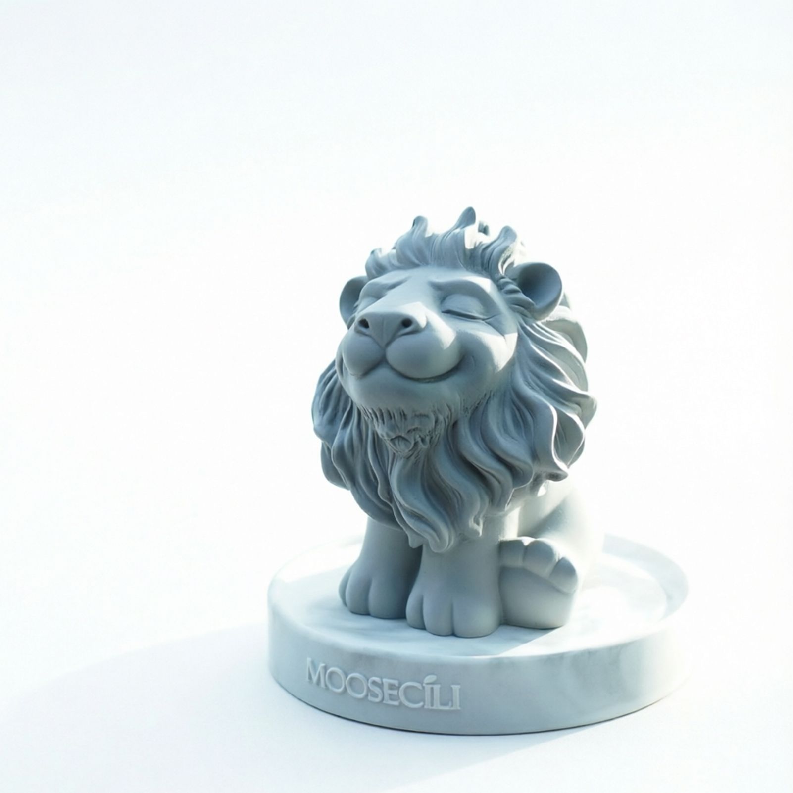 Smiling Lion Gypsum Statue - Handcrafted Plaster Aromatherapy Diffuser & Artistic Home Decor for Shelf, Desk, and Bedroom - Minimalist White Animal Sculpture