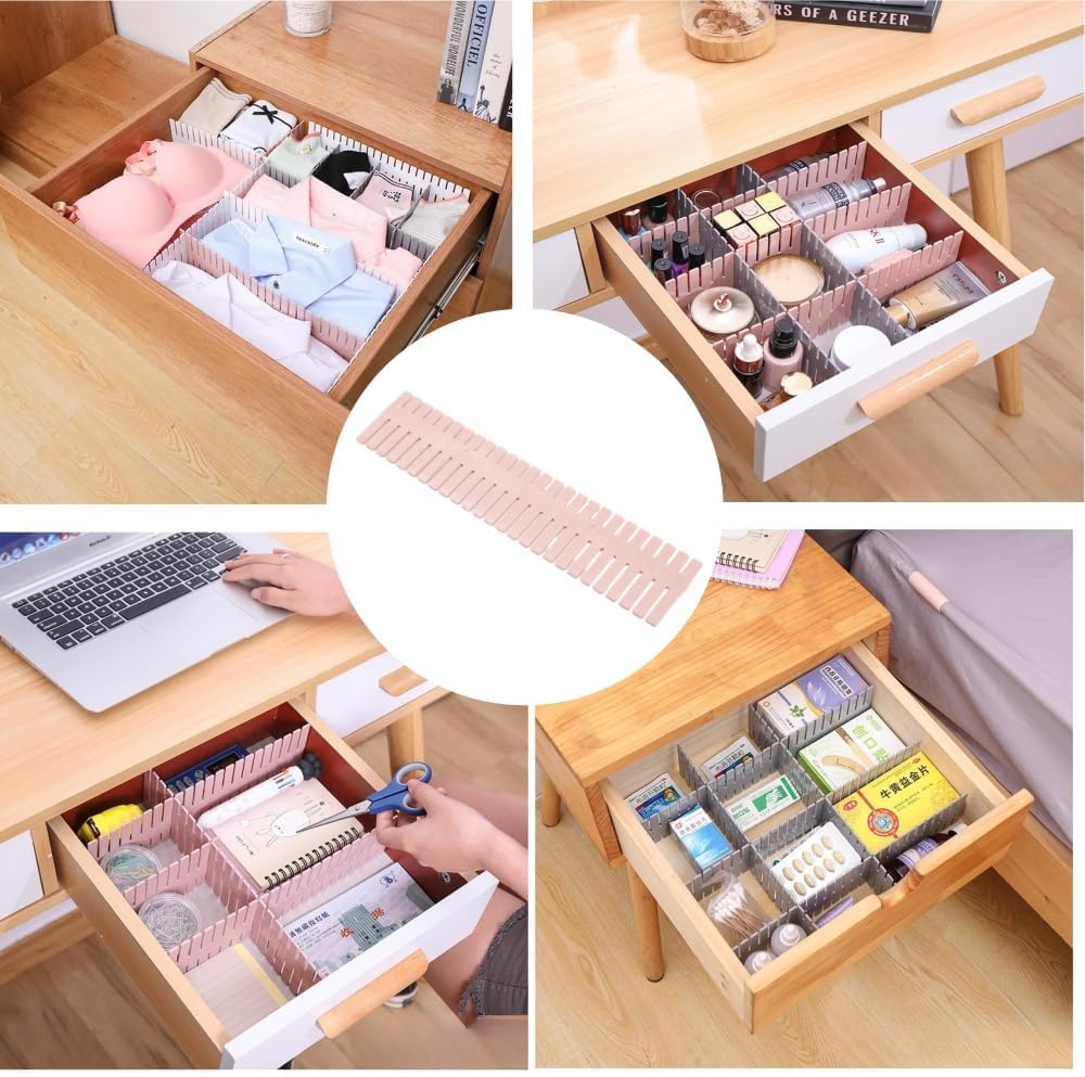 8 Pieces Wall-Mounted Underwear and Sock Organiser with Compartments for Wardrobes, Drawers and Space-Saving Clothing, 47 × 7cm, Pink — image 5