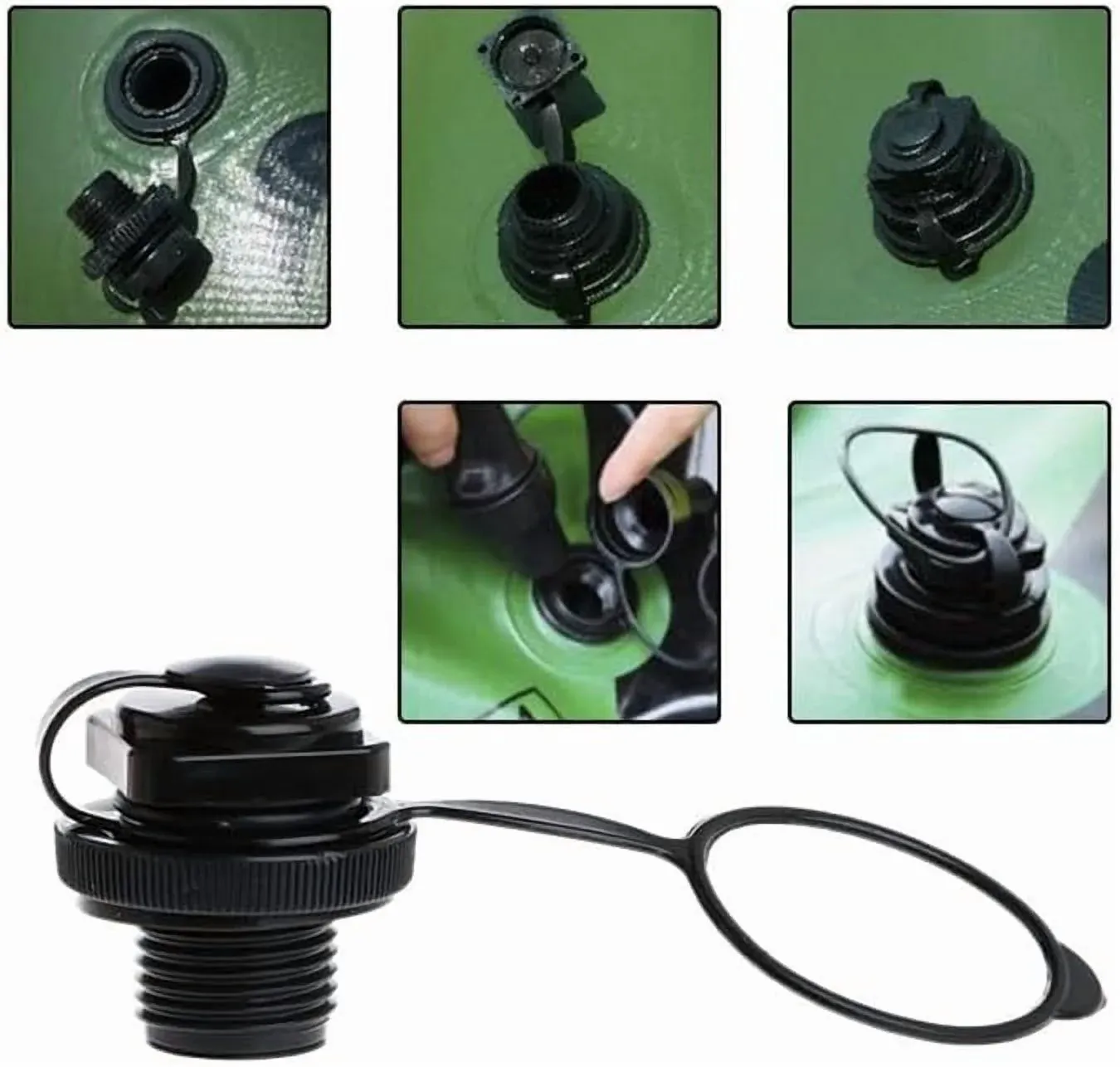 24mm Air Valve Spiral Plugs One Way Inflation Replacement for Inflatable Boat Kayak Canoe Bed Towable Tube, Black 2 Pack — image 6