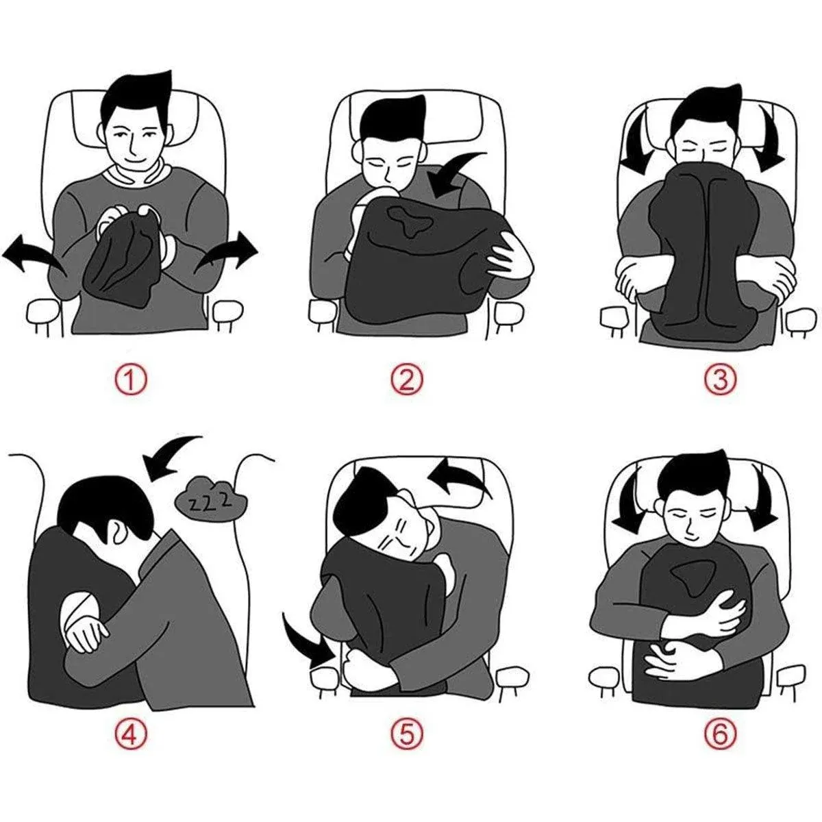 Inflatable Air Cushion Travel Pillow for Airplane Office Nap Rest Neck Head Chin - Black โ image 6