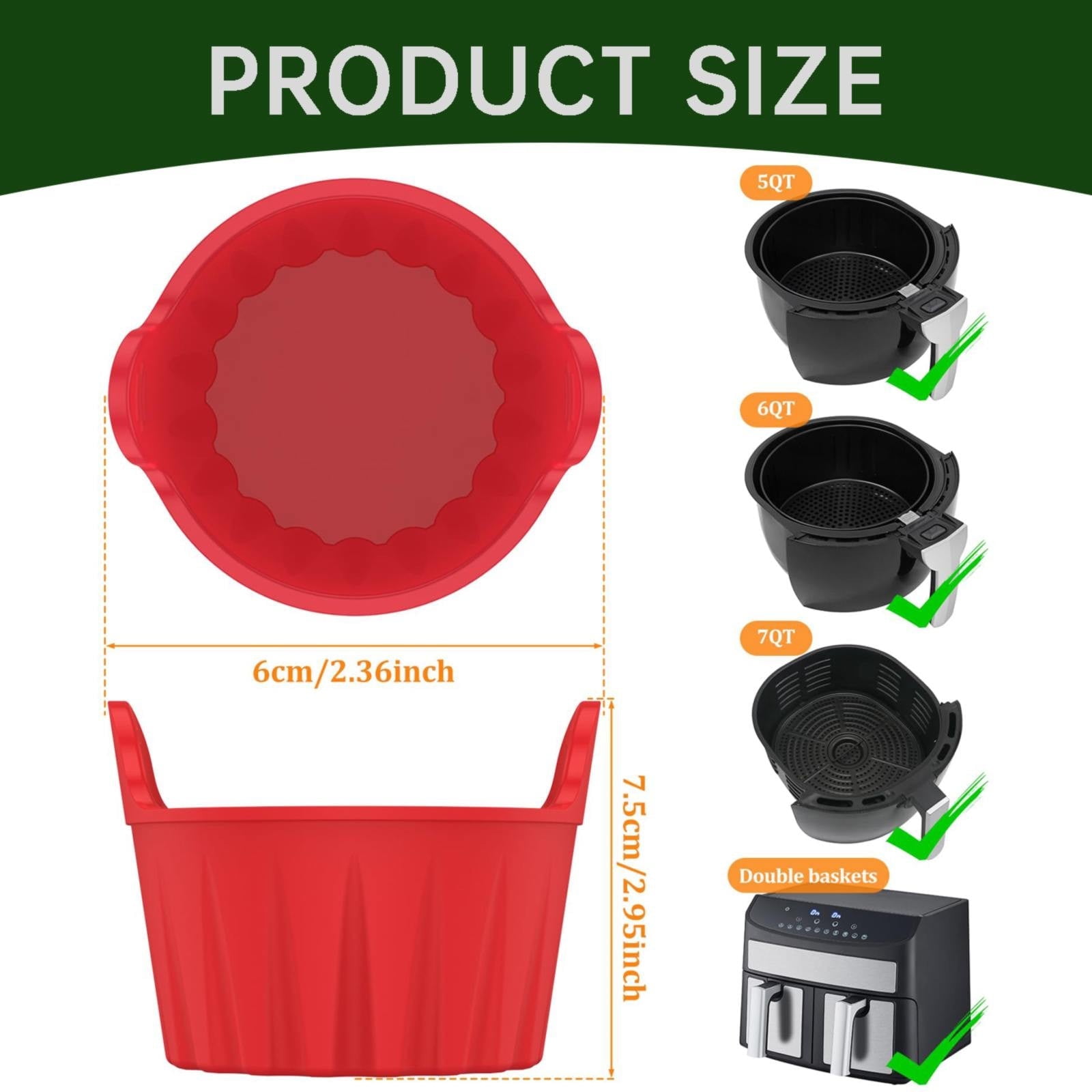 1 Piece Silicone Air Fryer Baking Cup, Heat Resistant Ramekin for Eggs, Muffins, Puddings and Cupcakes, 6 × 7.5 cm, Black — image 2