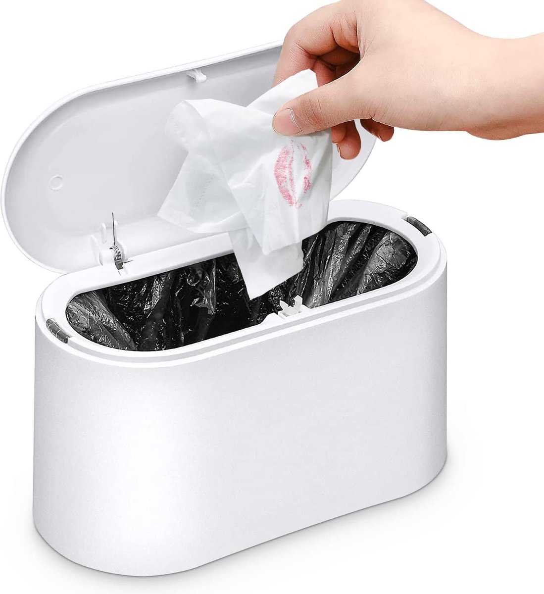 Trash Can - Small Trash Can with Sensor - Sturdy - Countertop Waste Bin - Mini Trash Can - Desktop - Tabletop Waste Bin - Plastic Trash Can