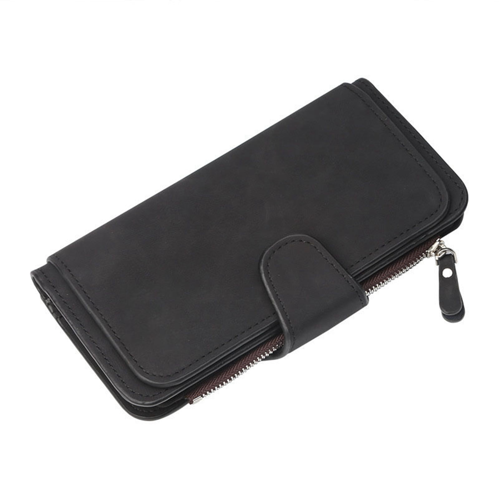 Women's Soft Leather Bifold Wallet with Zipper, Compact Card Holder and Secure Travel Clutch for Daily Carry and Organization, Red-Brown — image 6