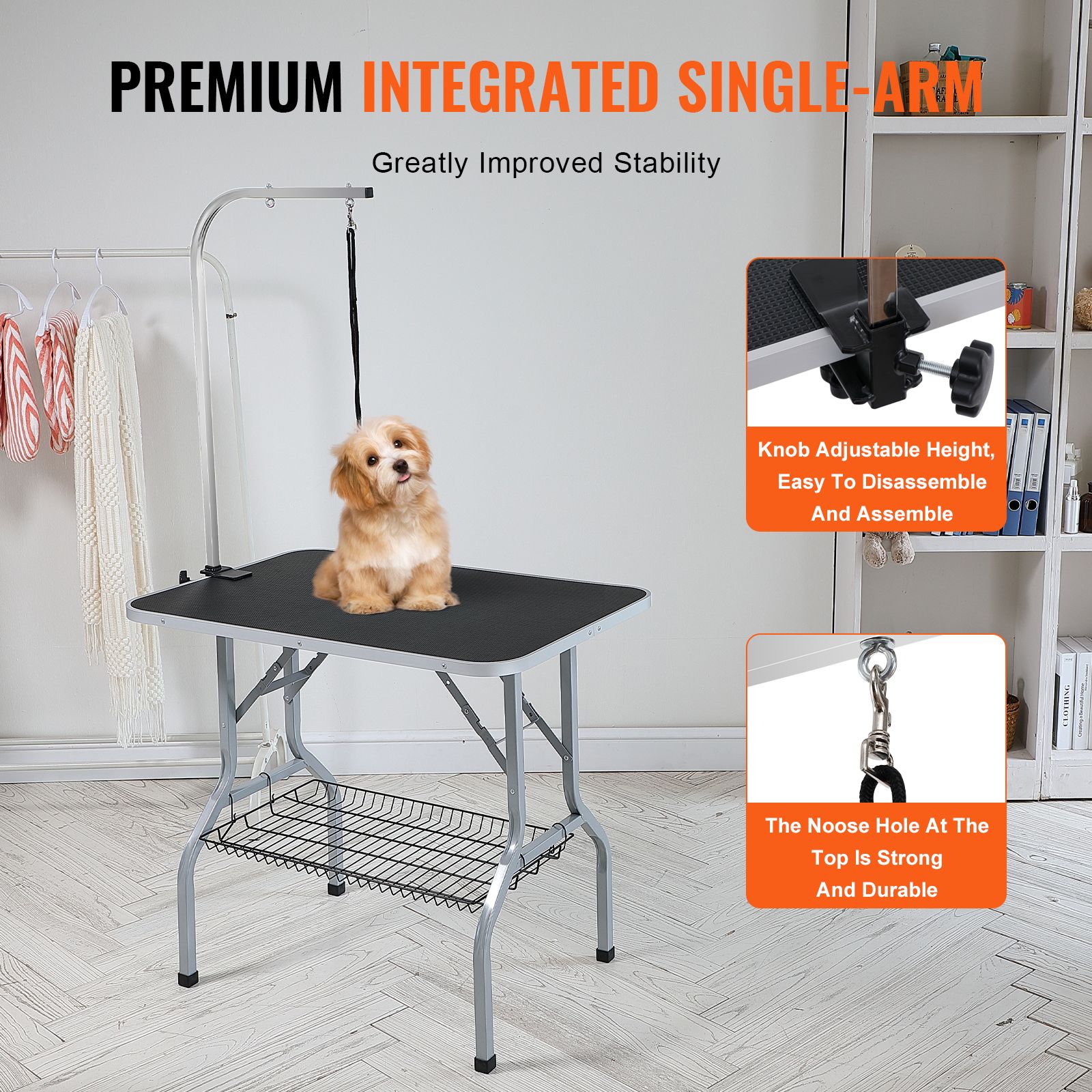 Pet Grooming Table Arm with Clamp, 915 × 610mm Dog Grooming Station, Foldable Pets Grooming Stand for Medium and Small Dogs, Free No Sit Haunch Holder with — image 4