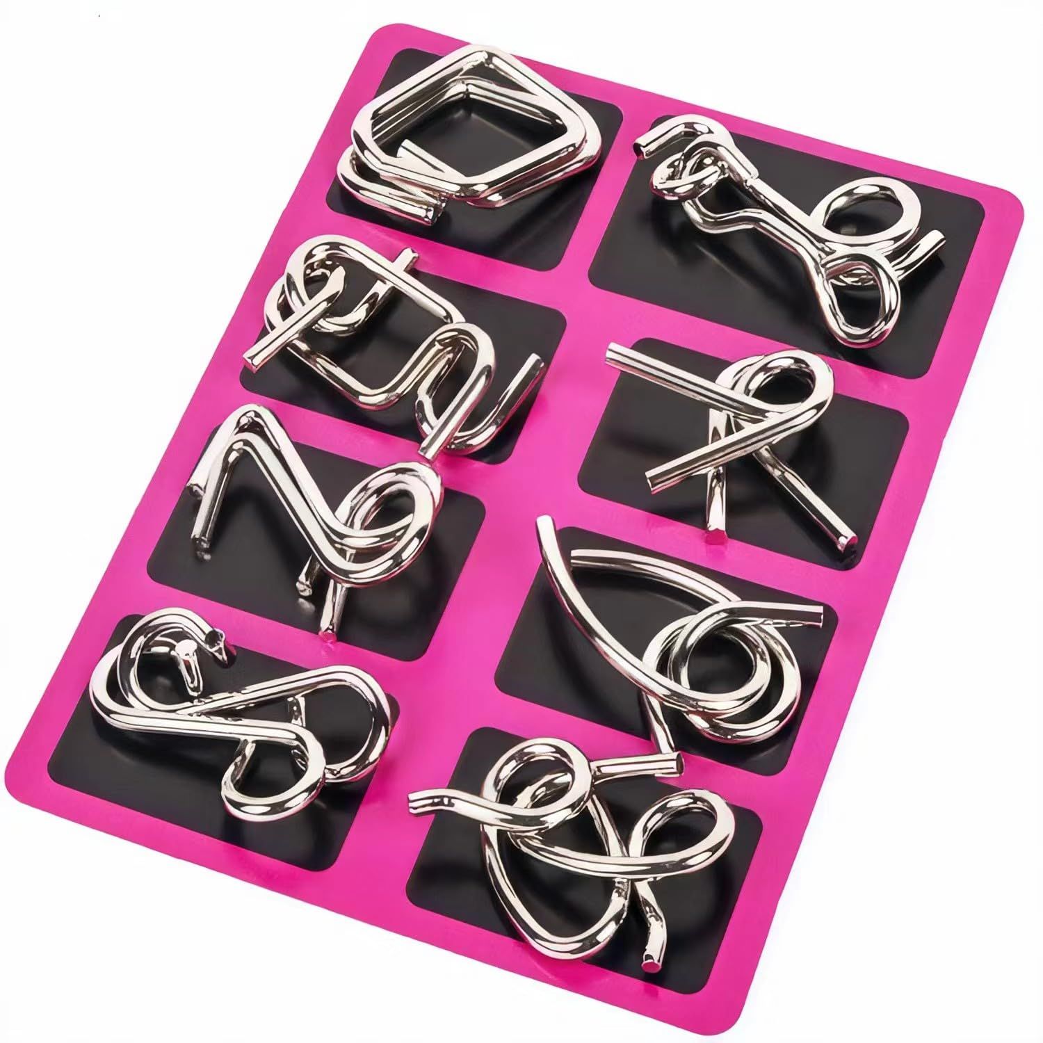 Metal Wire Puzzle Set of 24 with Pouch, Brain Teaser IQ Test Disentanglemen Iron Link Unlock Interlock Game Chinese Ring Magic — image 5