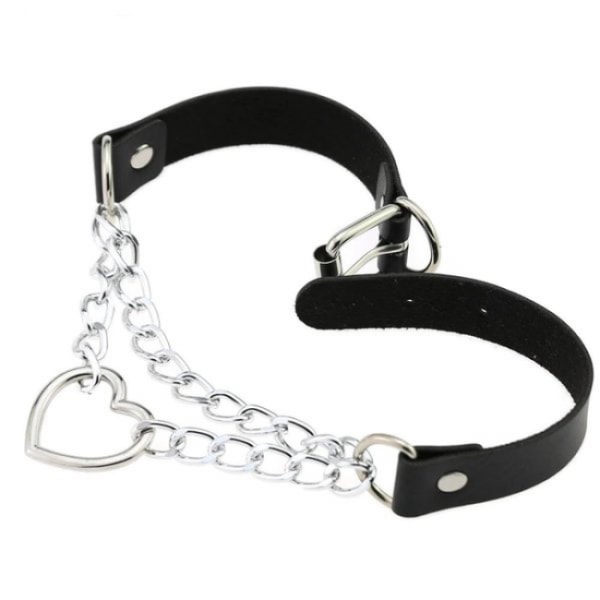 Black PU Leather Necklace with Heart โ image 2