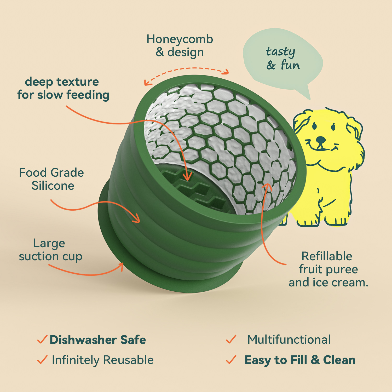 Green Large Anti-Choke Slow Feeder Dog Bowl - Non-Slip, Spill-Resistant Pet Feeding Dish โ image 3
