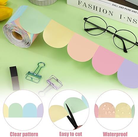 68.9 Ft Pastel Scalloped Bulletin Board Border Roll, Colorful Die Cut Trim for Classroom, Chalkboard and Wall Decor — image 2