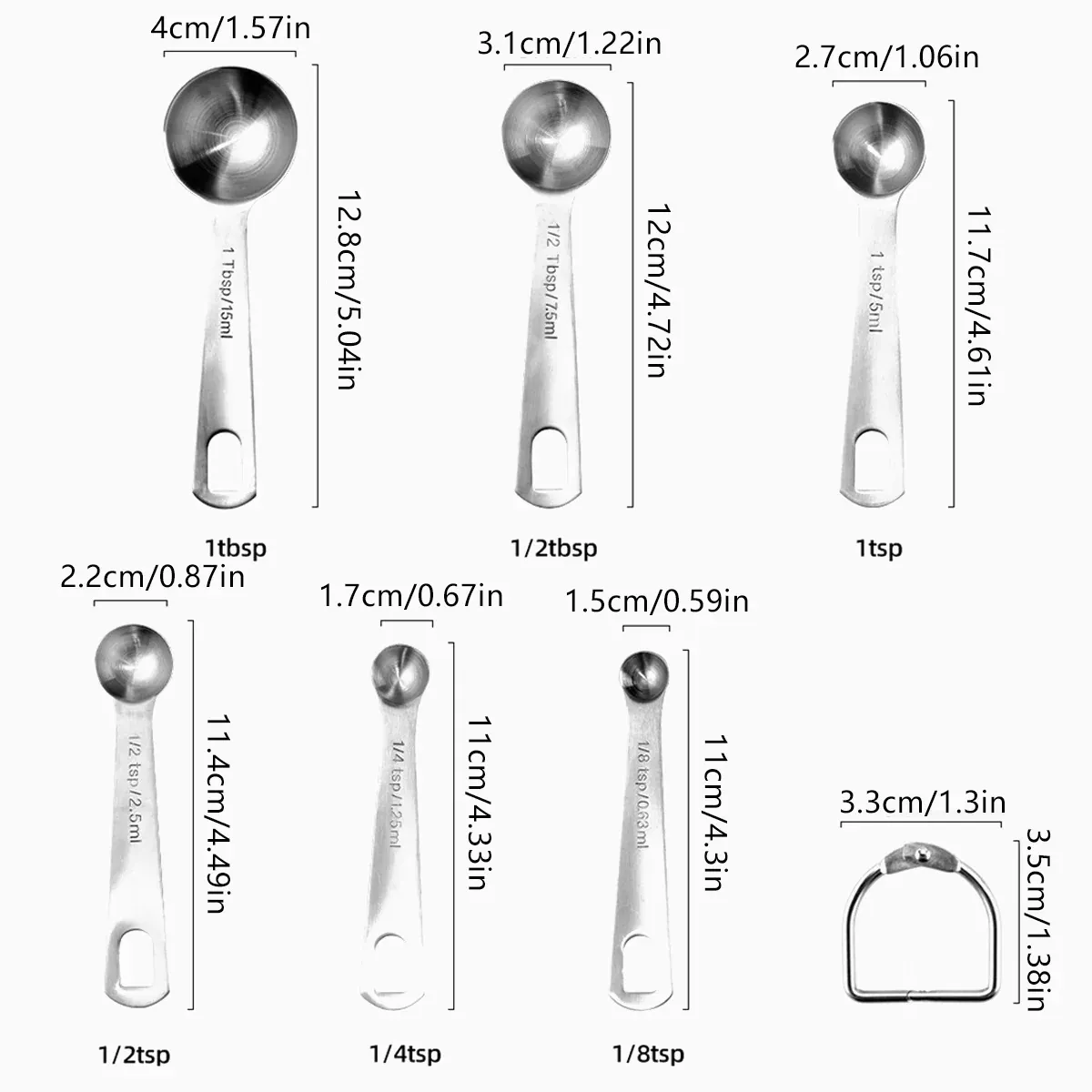 6PCS Measuring Cups Spoons 304 Stainless Steel Baking Tools With Scale Set — image 3