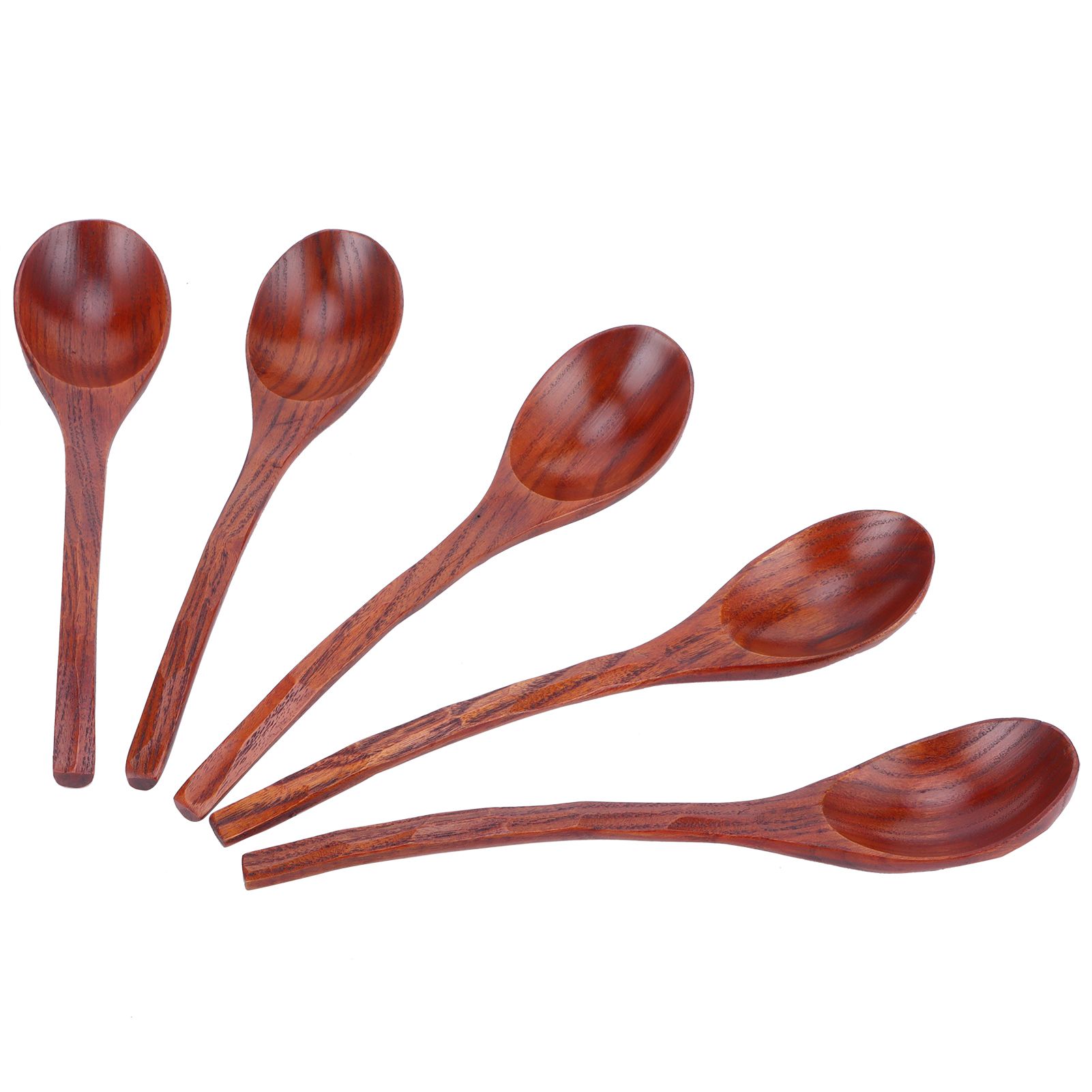 5PCS Japanese Style Wood Spoon Long Handle Soup Spoons Household Tableware Kitchen Tools — image 6