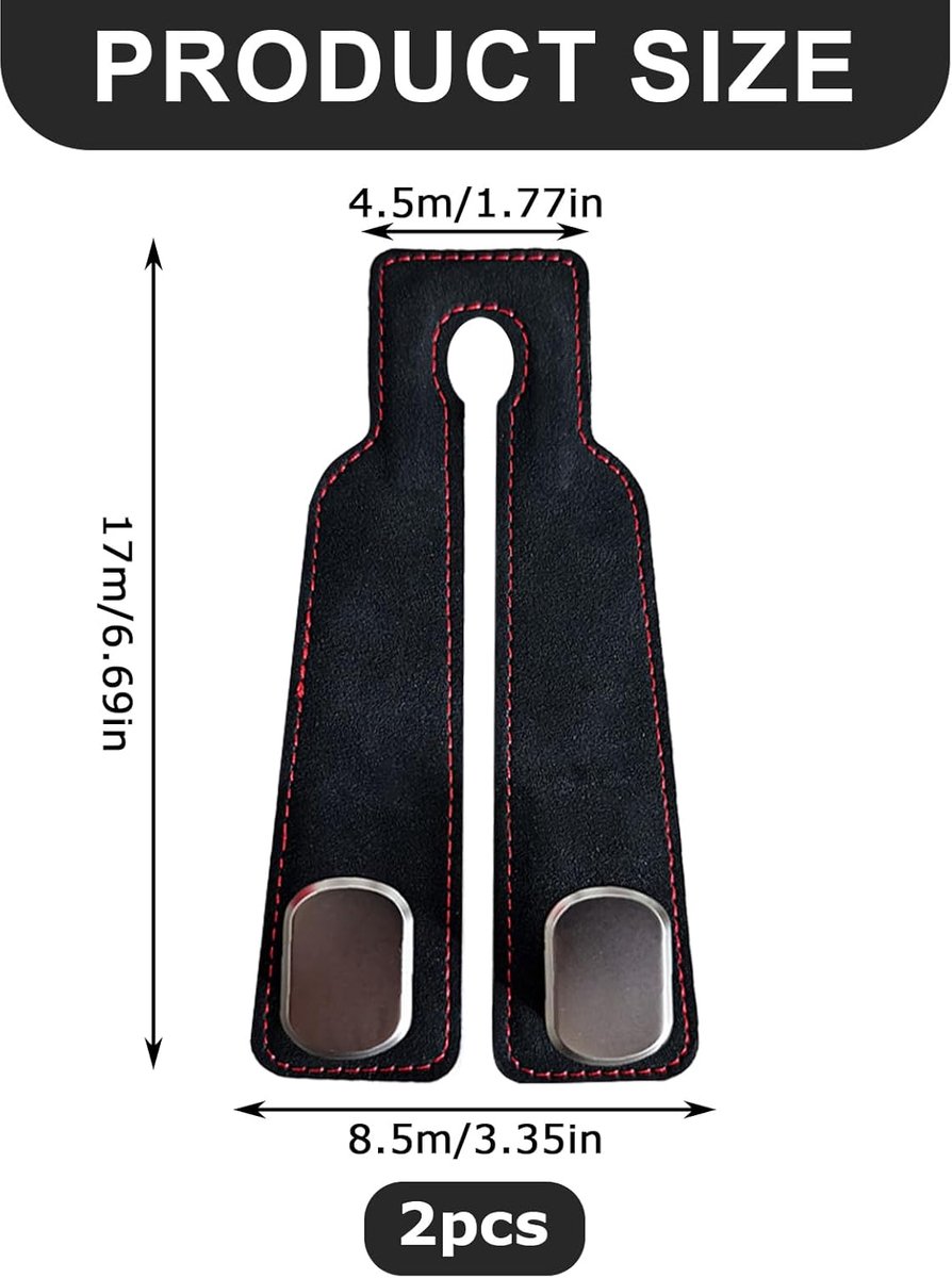 pieces - 17*4.5*8.5 cm - car headrest hooks - multifunctional leather car seat organizer - hook for the car backrest - car interior accessories - for bags โ image 5