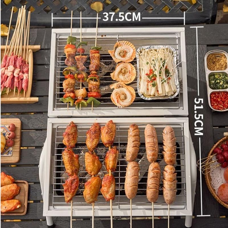 Grillz Charcoal BBQ Portable Grill Camping Barbecue Outdoor Cooking Smoker - White — image 4