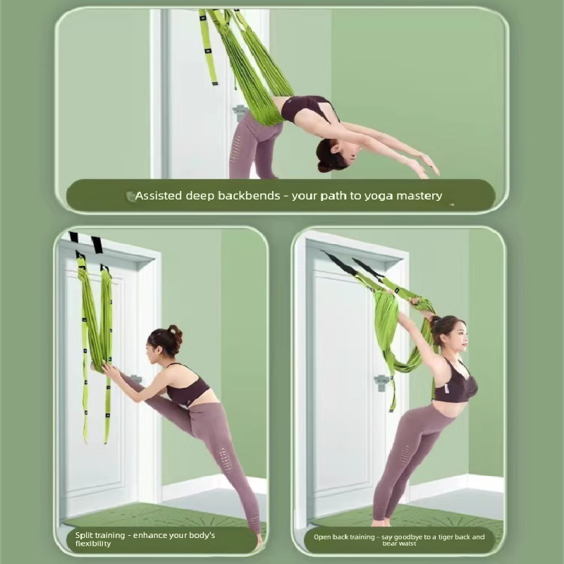 Green Aerial Yoga Door Hanging Strap for Home Workouts Adjustable Stretch Band for Backbend Inversion and Flexibility Premium Standard Fit for Local โ image 3