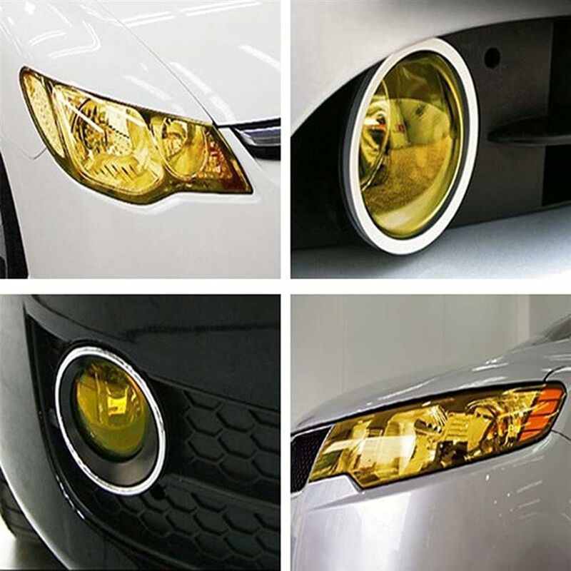 30Cm×100Cm Car Fog Light Tail Light Vinyl Film Sticker (Yellow) — image 2