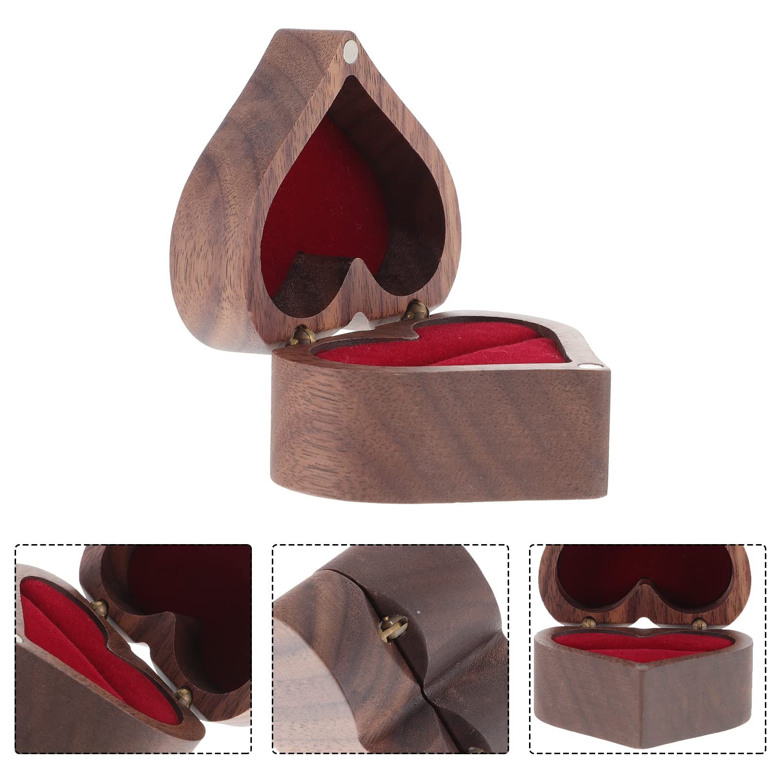 Box Wooden Ring Box Men's Rings Ring for Men Rings for Man Mens Rings Finger Rings for Men Ring Bearer Pillow Heart Ring Engagement — image 2
