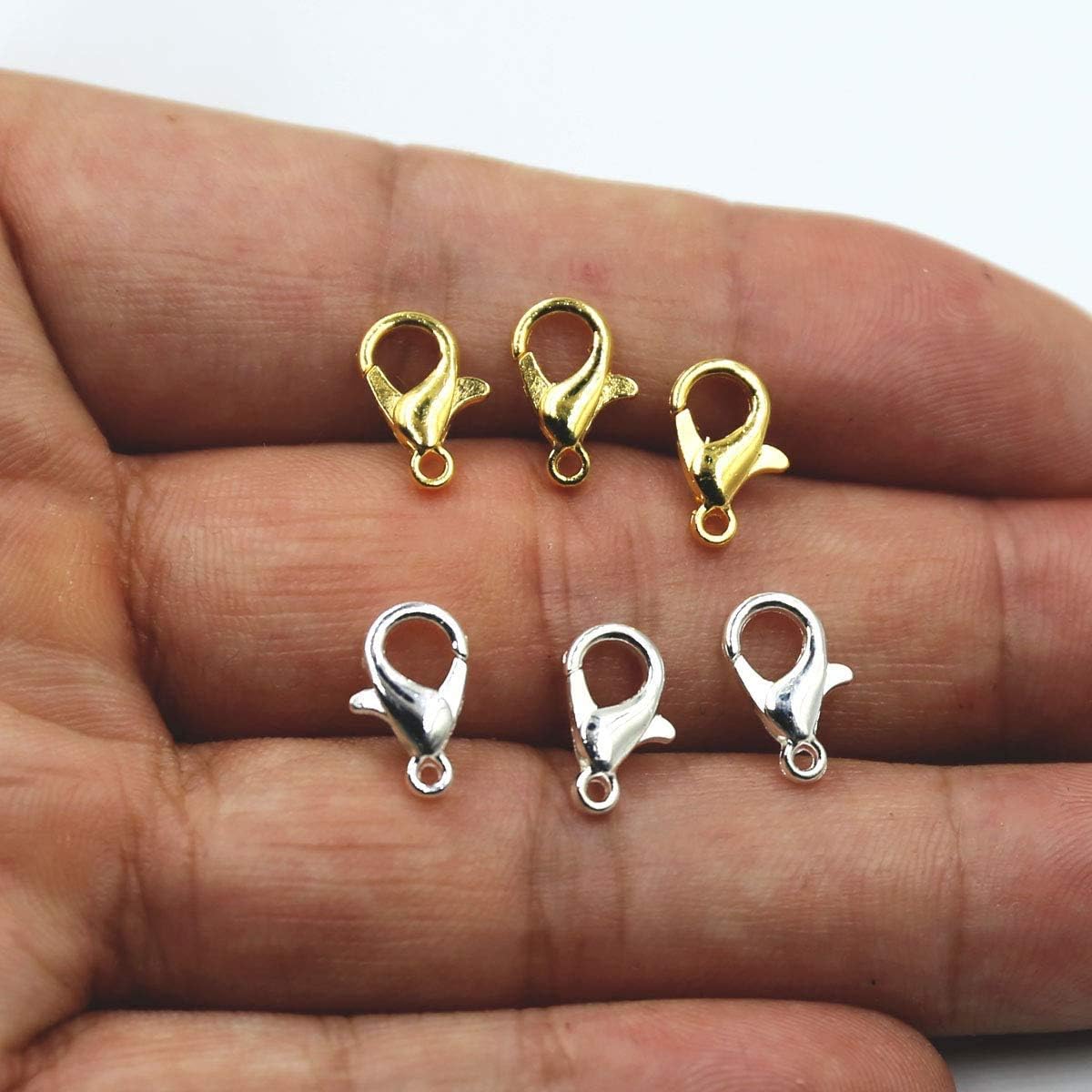 50 Pieces Stainless Steel Lobster Claw Clasps, Silver & Gold Bracelet Necklace Clasps Findings for DIY Jewelry Making(21x12mm) — image 3