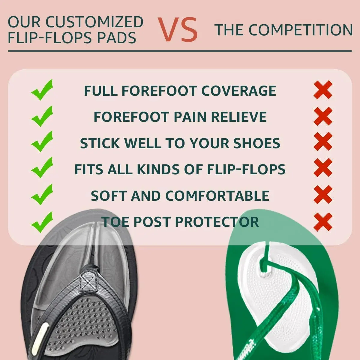 3 Pairs Gel Metatarsal Pads for Flip Flops, Washable Ball of Foot Cushions for Thong Sandals โ image 6
