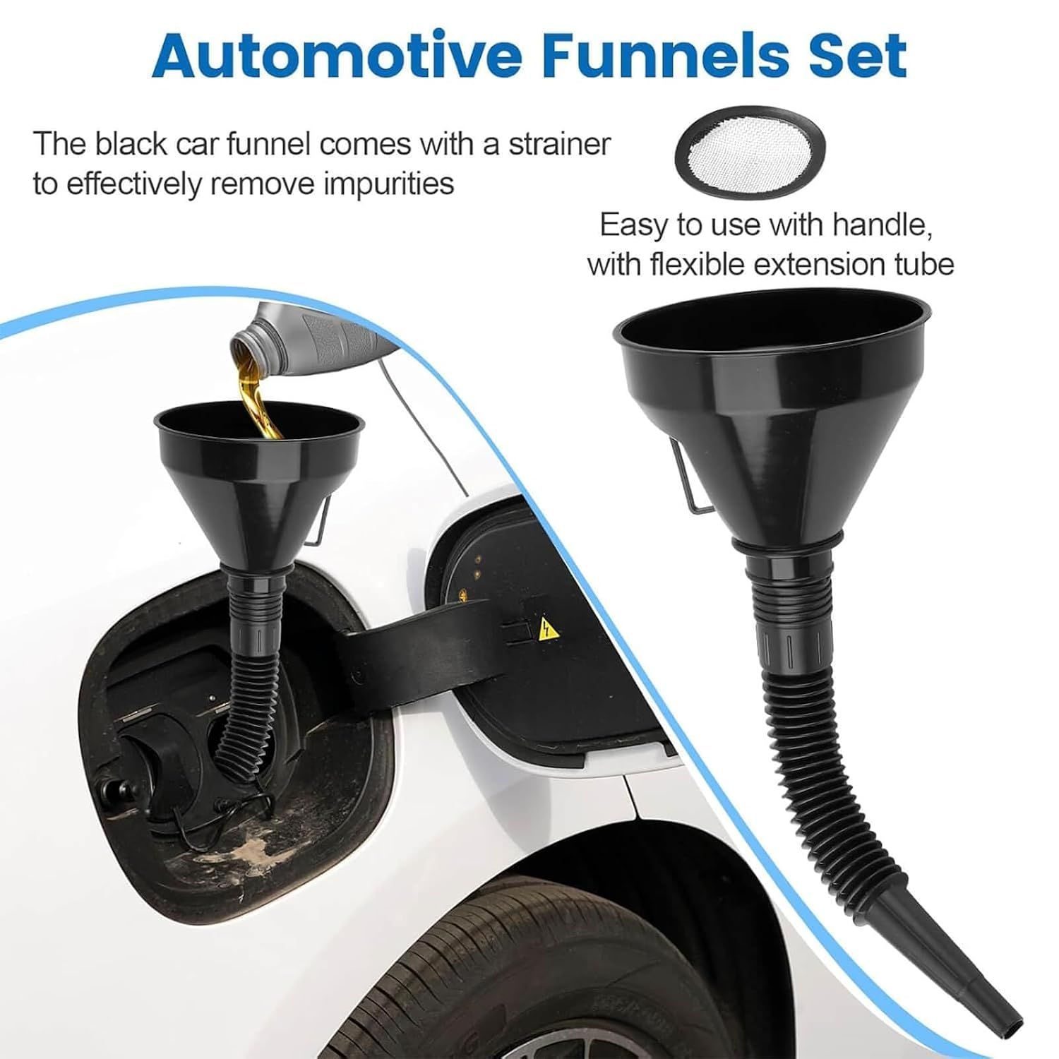 12 Piece Flexible Funnel Set with Filter for Car and Kitchen โ image 5