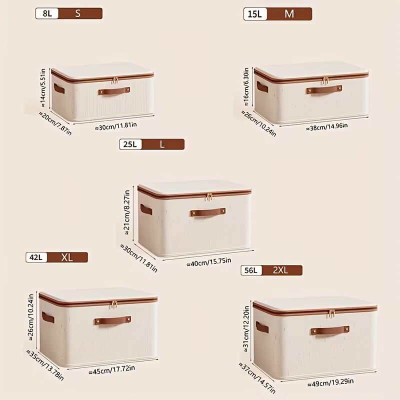 42L Double Zipper Storage Box with Faux Leather Handles | Large Capacity Lidded Basket, Perfect for Storing Clothes, Bedding, and Moving — Ideal for Bedrooms — image 5
