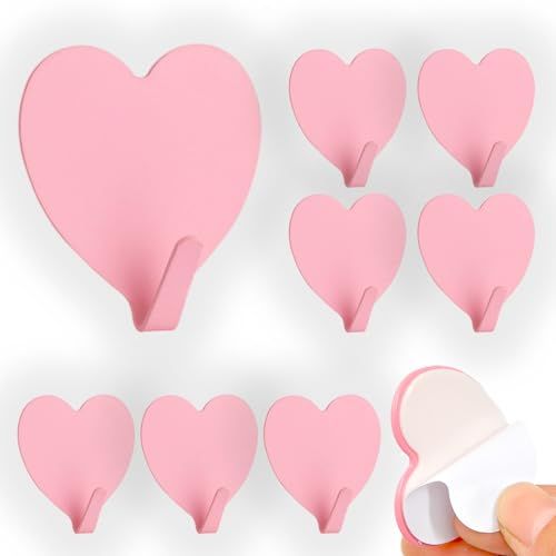 12 pcs Heart Shaped Self-Adhesive Wall Hook Door Hook Coat Hooks, Stainless Steel Strong Sticky Decorative Hooks for Kitchen — image 2
