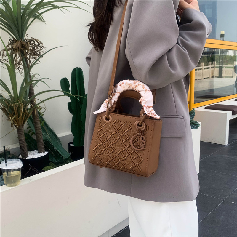 Elegant Embossed PU Leather Handbag with Scarf Detail - Versatile Top-Handle & Crossbody Bag(black) — image 3