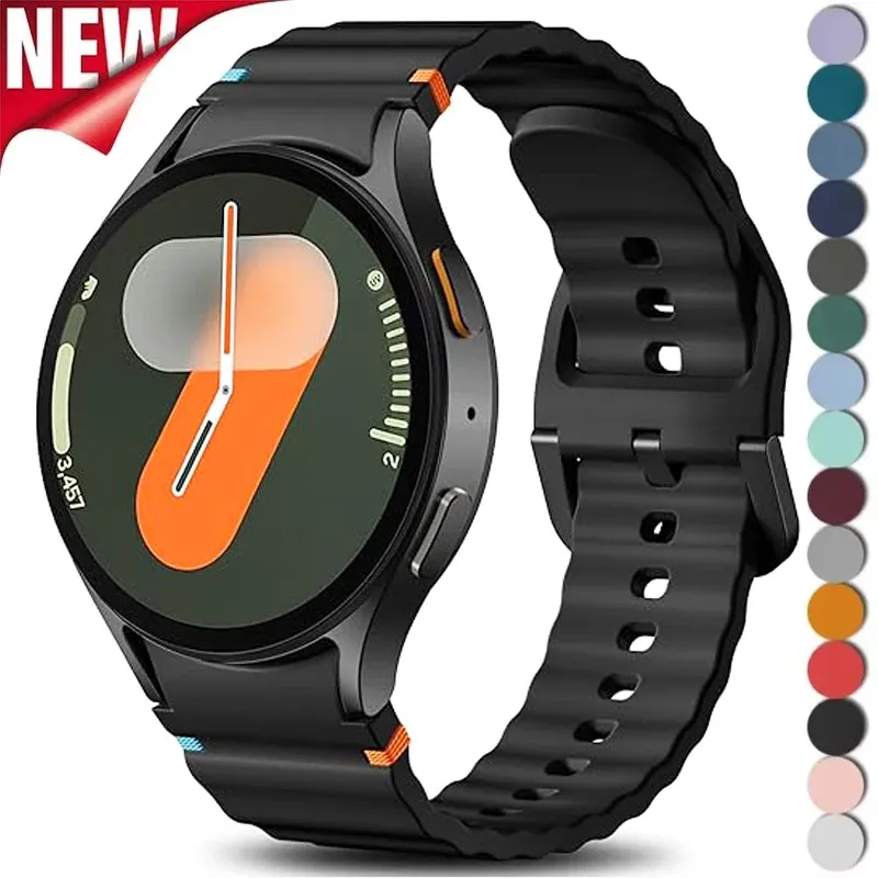 No Gap Sport Silicone Watch Band Compatible with Samsung Galaxy Watch 7 FE 5 Pro 6 4 Classic Orange SM7 NO, 40mm 44mm — image 2