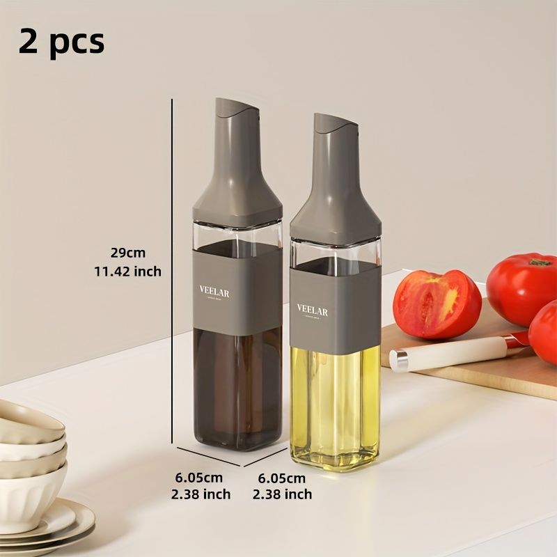 automatic opening glass bottles, oil bottles, condiment bottles, kitchen storage, soy sauce bottles, vinegar bottles, Australian kitchen - Gray - Size 500ml — image 4
