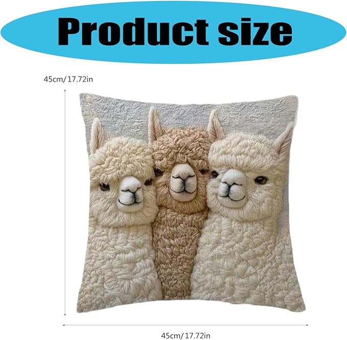 Cute Alpaca Throw Pillow Cover Set of 2 – Soft Faux Fur Decorative Cushion Case for Sofa, Bed, Car – Cozy Home Accent (Gray) — image 6