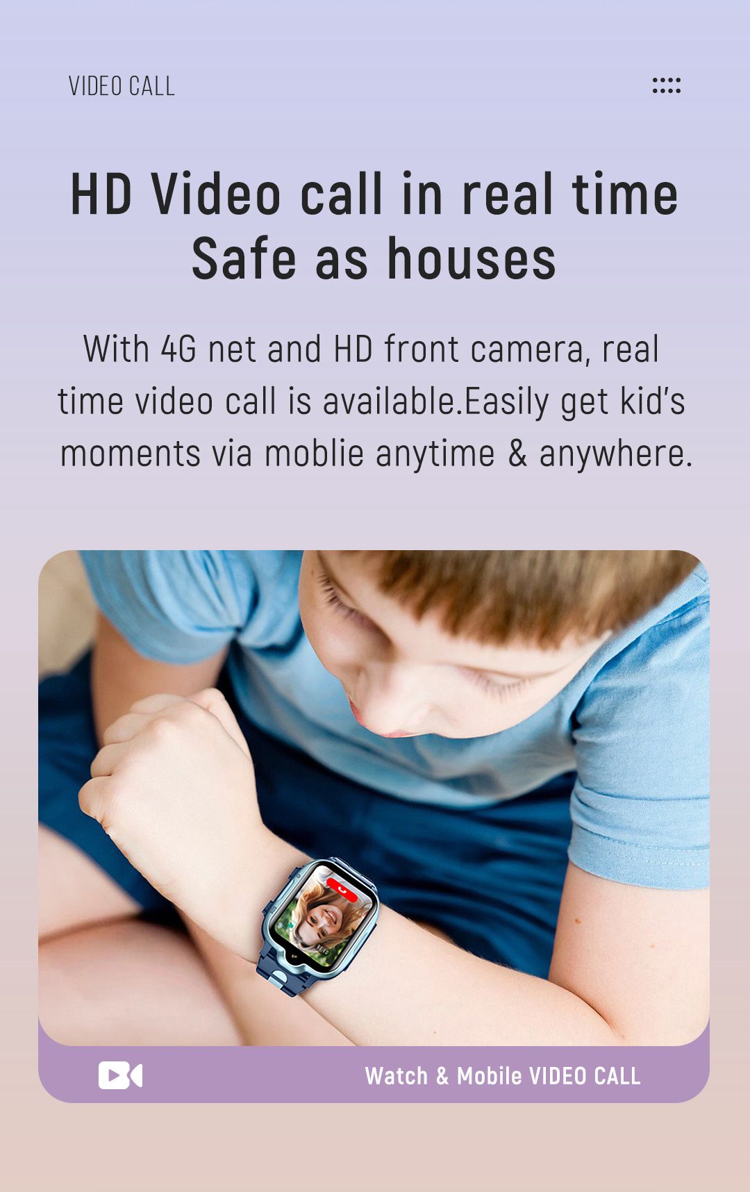 Smart Kids Phone Watch - 4G Video Call GPS Tracker Smartwatch with IPX7 Waterproof IPS Touch Screen Magnetic Charge - Blue — image 5