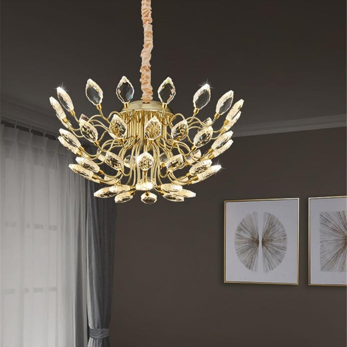 BAMDECOR C3348 Modern Luxury Crystal-leaf Chandelier LED Fashion Creativity Pendant Ceiling Lights(80cm-Gold) — image 3