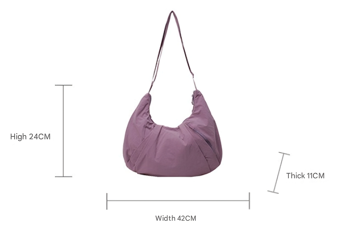 Pink Lightweight Crescent Crossbody Bag - Slouchy Nylon Hobo Purse for Casual Everyday Use โ image 2