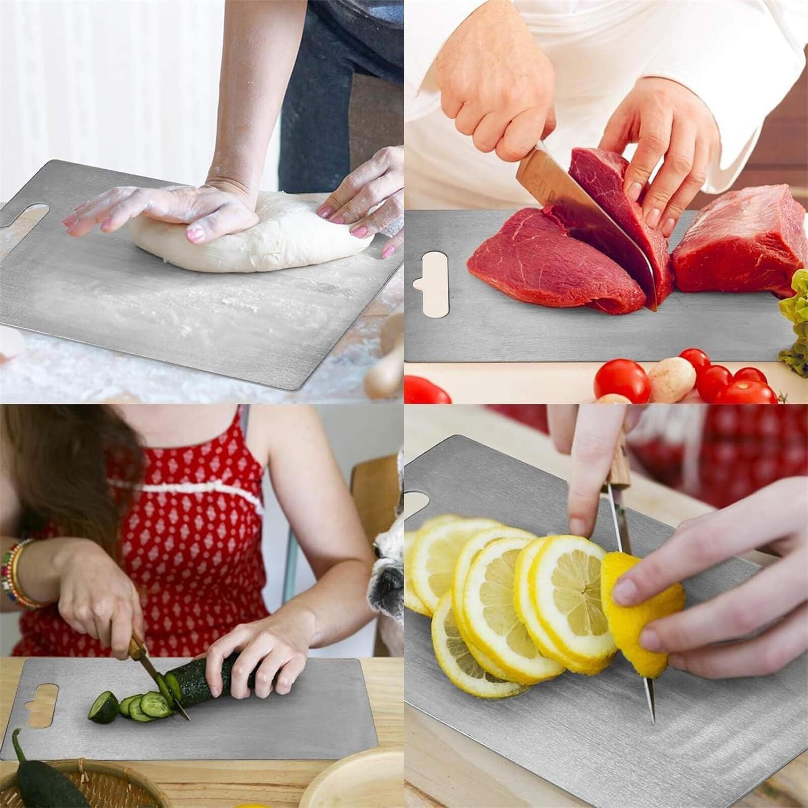 Cutting Board Double-Sided Stainless Steel Chopping Boards for Kitchen Camping 46x30cm β image 6