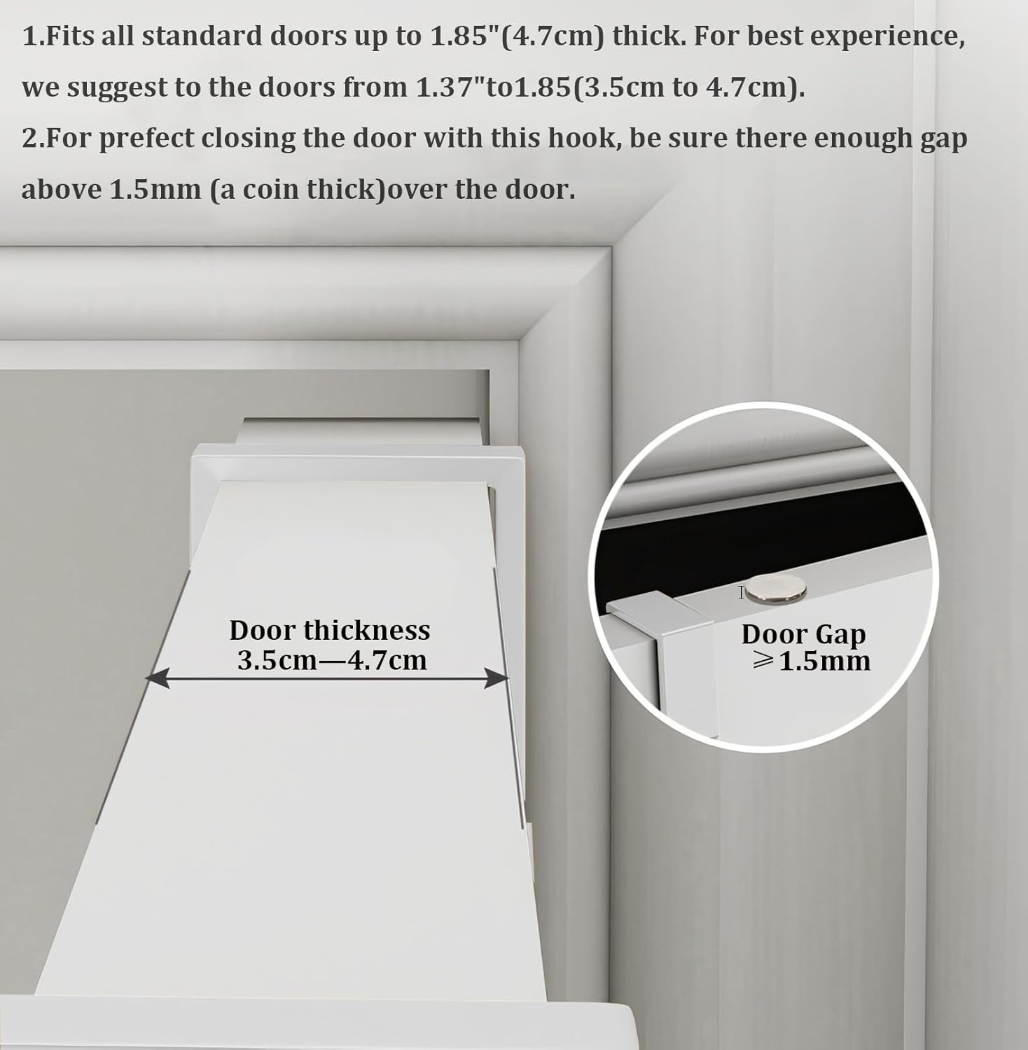 Door hooks, coat hangers for jackets, towels, bags, bathrobes (1 pack, white) — image 6