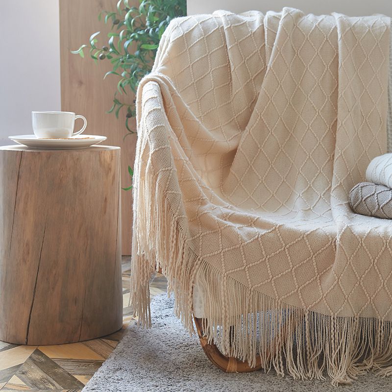 Yan Chu Knitted Diamond Blanket 125x170cm Deep Powder 125x 170 Diamond (with tassels) โ image 4