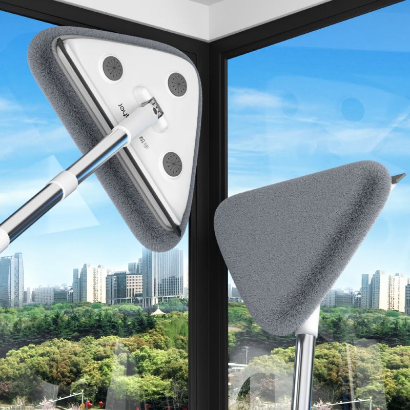 Adjustable Triangle Cleaning Mop 124-164cm Extendable Long Handle Window Squeegee Wall Washer Rotatable Head for Ceilings High Corners Wet Dry Use โ image 3