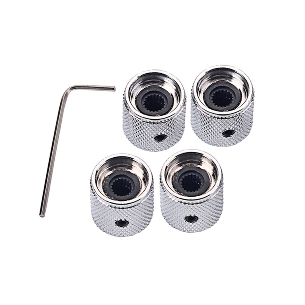 4Pcs Metal Hexagon Knobs for Guitar Volume Control Silver 1.8 x 0.73in — image 6