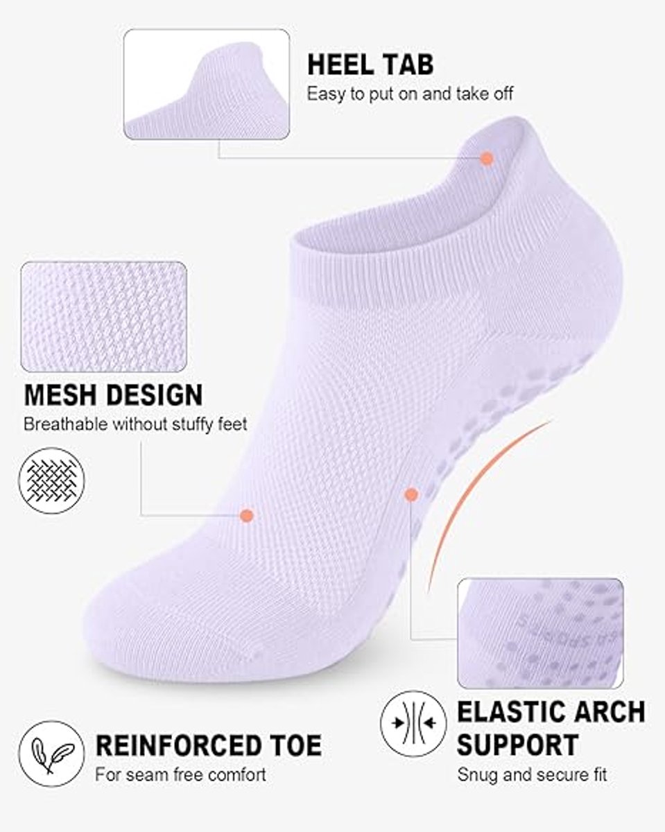 Anti-slip socks - women's socks 6 Pairs - Pilates sports socks - Yoga ankle socks - to prevent falls - Yoga sports socks - One size - for martial — image 3