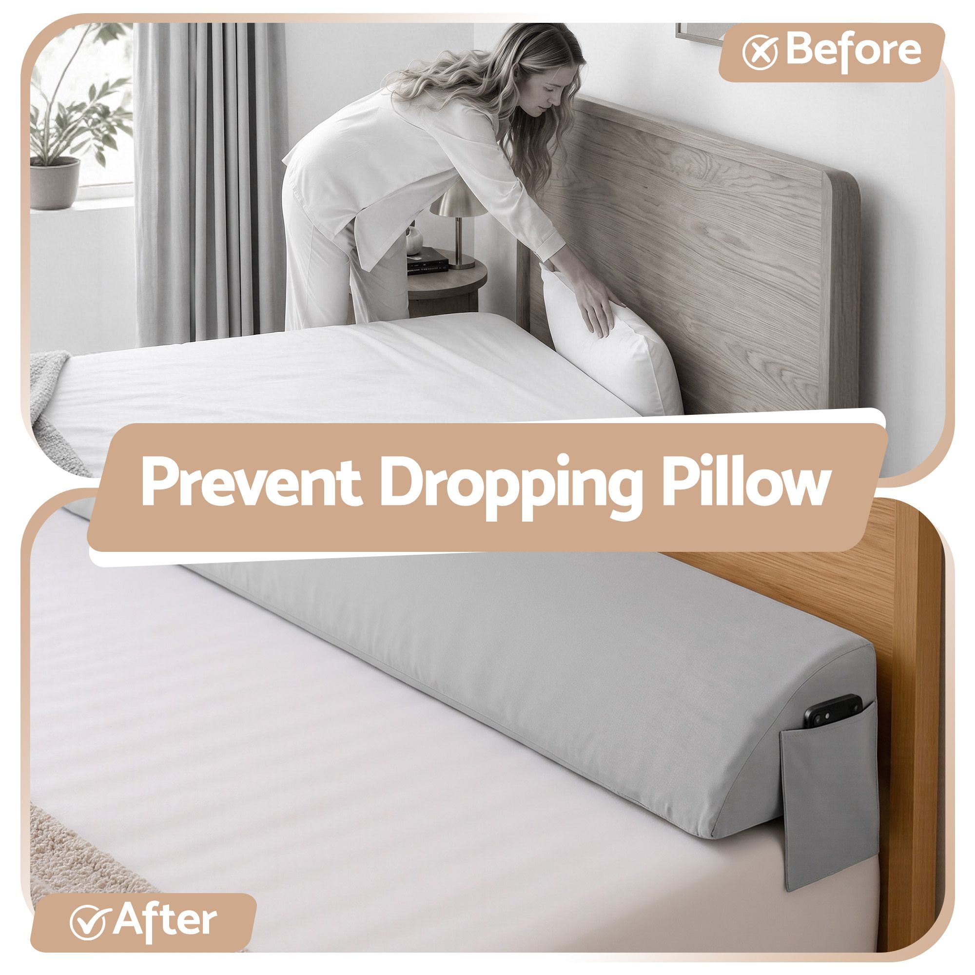 Giselle Double Bed Wedge Pillow For Headboard, Close Gap And Stop Pillows Sliding, 25D Foam Mattress Gap Filler With 2 Side — image 4