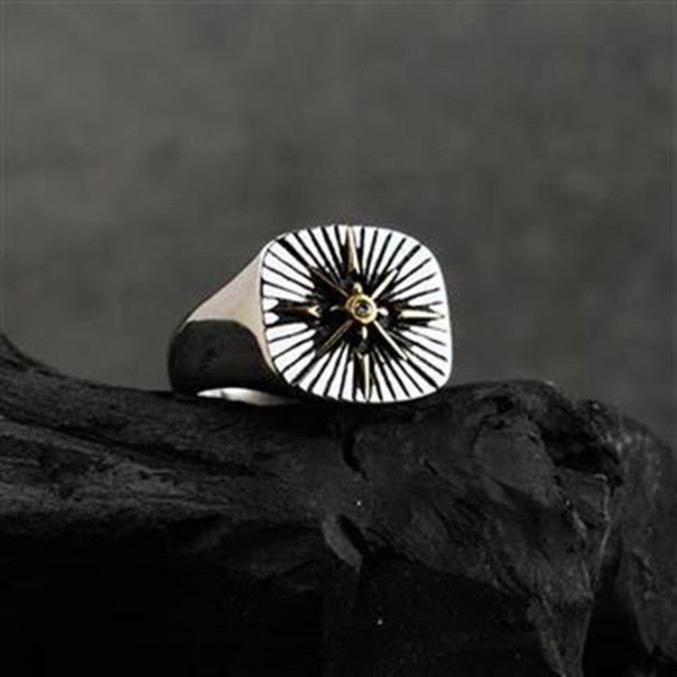 Nautical Compass Ring for Men Boys Stainless Steel Vintage Pirate Sailor Amulet Ring Gift It is resistant to rust and fading — image 3