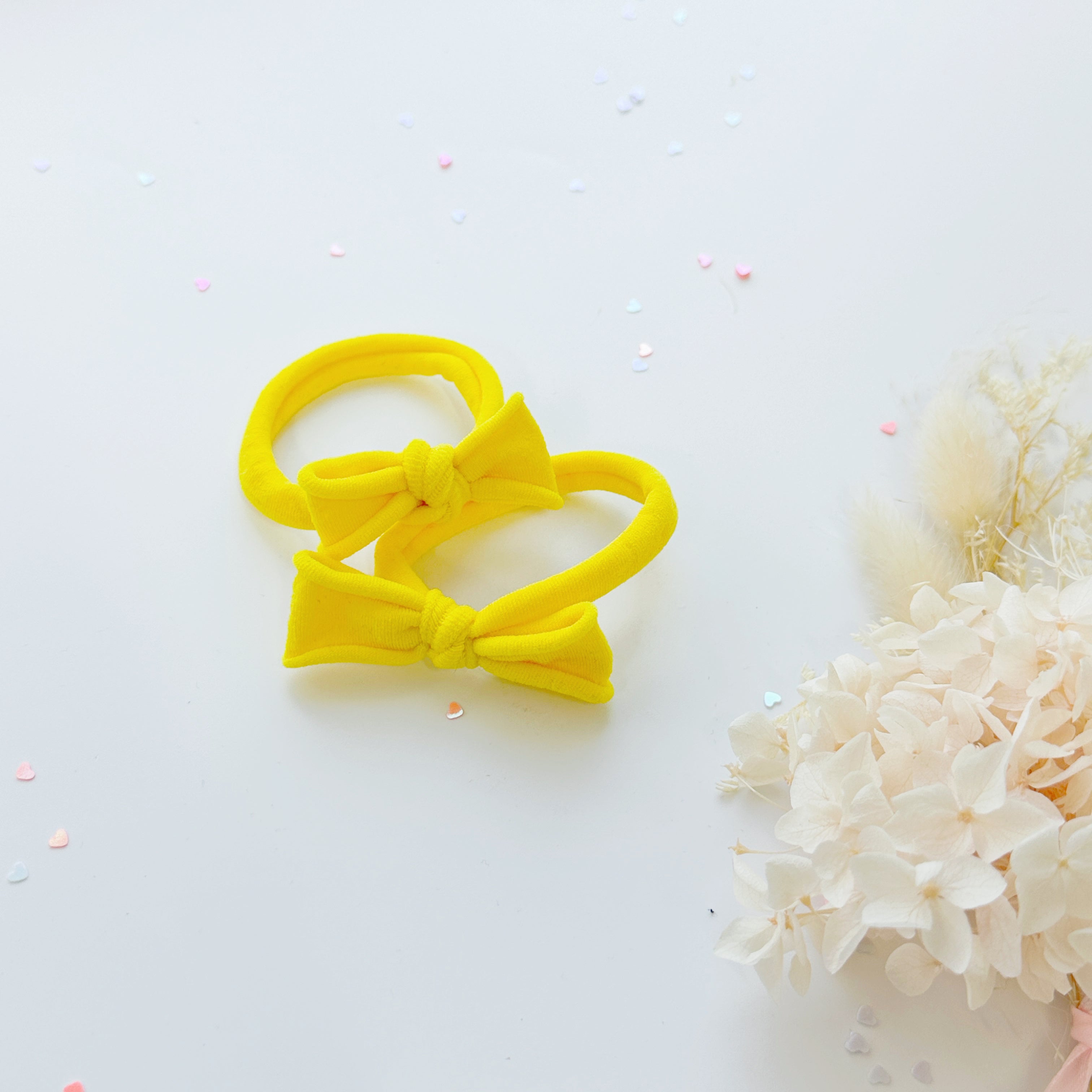 Handmade Simple Bow metal free hair ties -POP - 3 Pairs Pop Colour — image 3