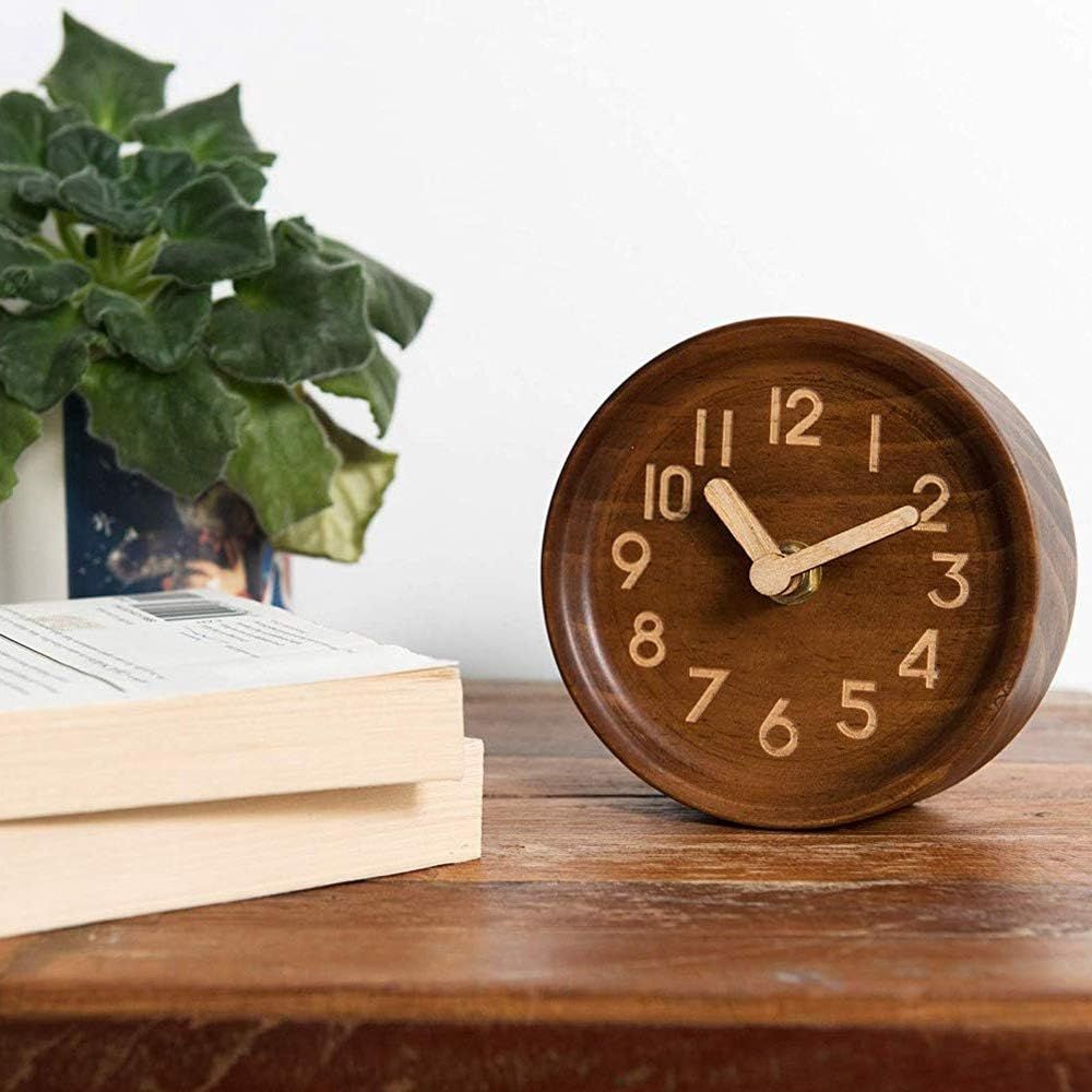 Decorative No-Tick Design – Easy to Read Silent Sweep Mantle Clock – Quiet Tabletop Clocks with Wood Body, Hands, & Battery Cover — image 4