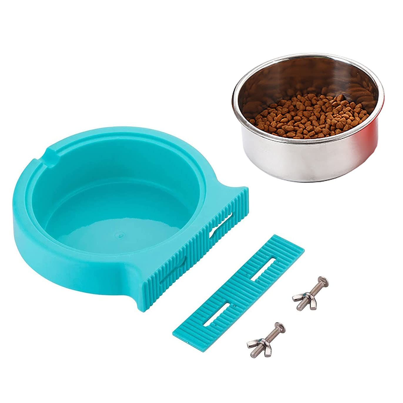 Crate Dog Bowl Removable Stainless Steel Water Food Feeder Bowls Cage Coop Cup for Cat Puppy Bird Pets (Small,2pcs) — image 5
