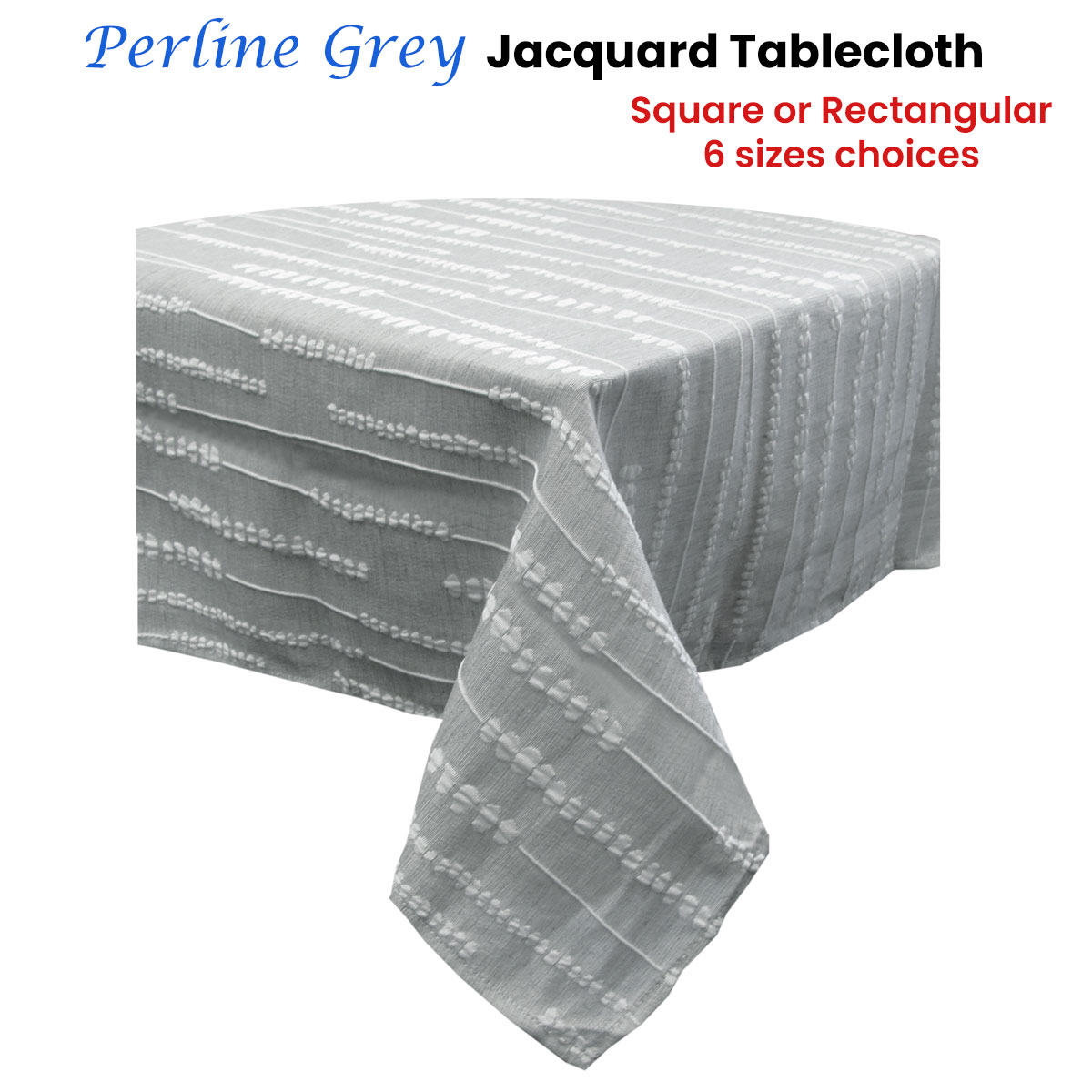 Perline Grey Jacquard Polyester Tablecloth 180 x 300cm — image 2