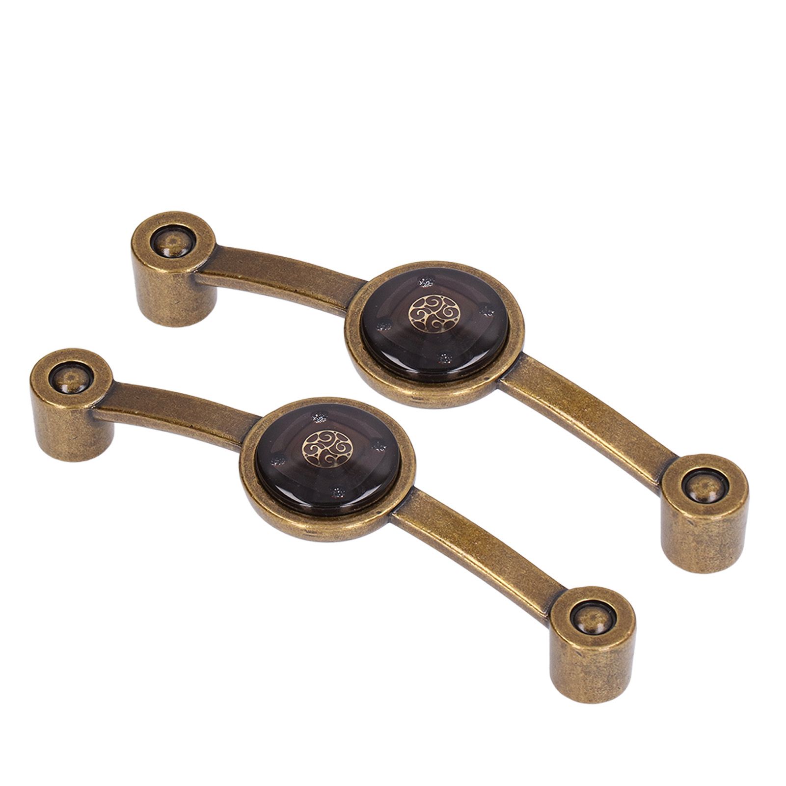 2 Pcs Zinc Alloy Antique Copper Handle European Modern Pastoral Color Acrylic Handle for Cabinet DrawerBrown โ image 5