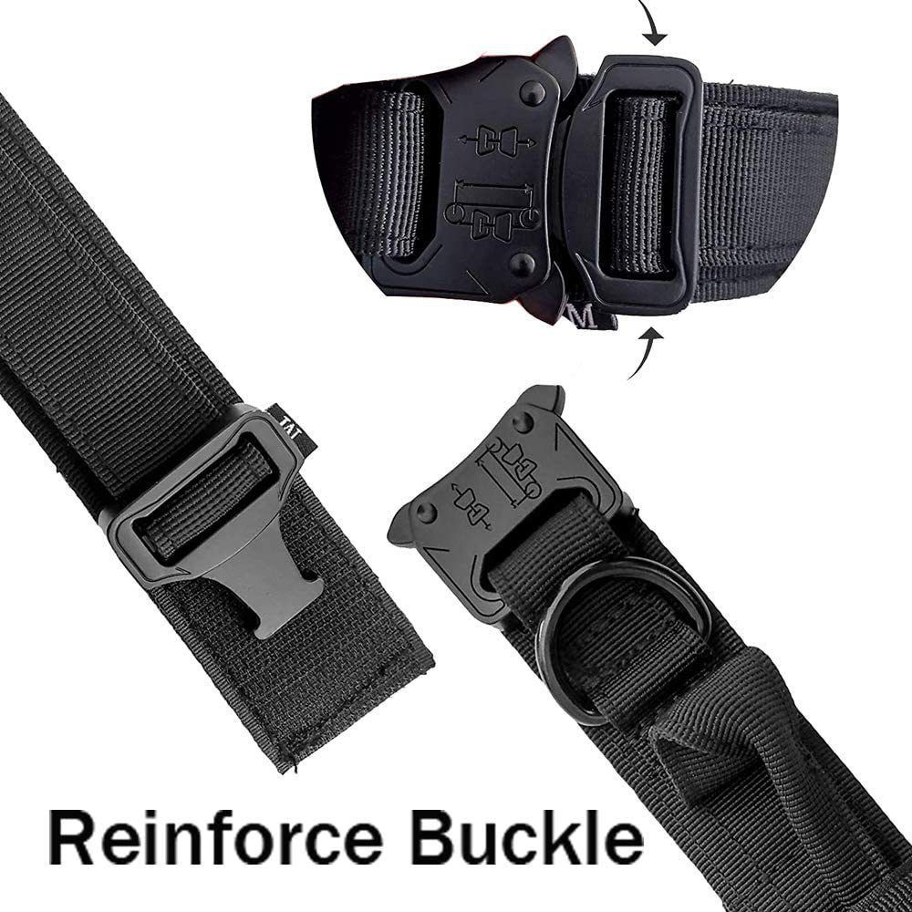 Tactical Dog Collar Military Dog Collar Adjustable Nylon Dog Collar Heavy Duty Metal Buckle with Handle for Dog Training (Black,L)