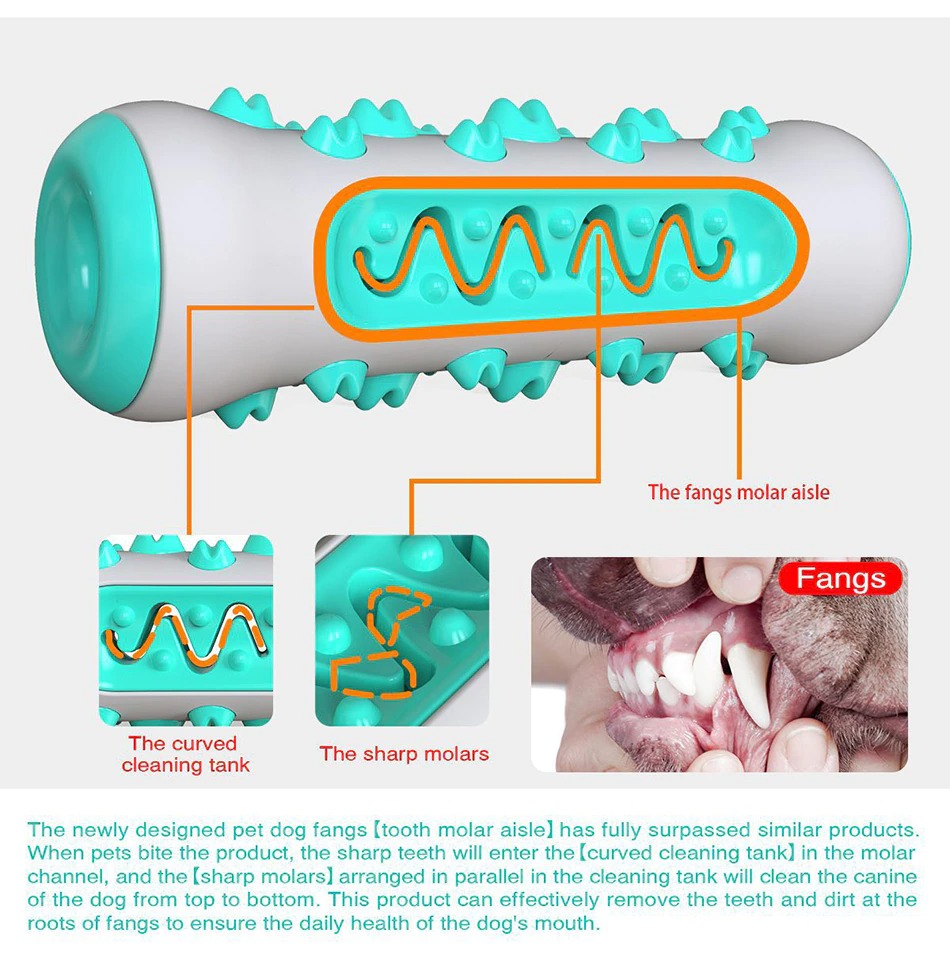 Blue Dog Squeaky Toys For Aggressive Chewers, Tough Toothbrush Dog Chew Toy, Nearly Indestructible Rubber Toys For Pet Training, Teeth Cleaning — image 3