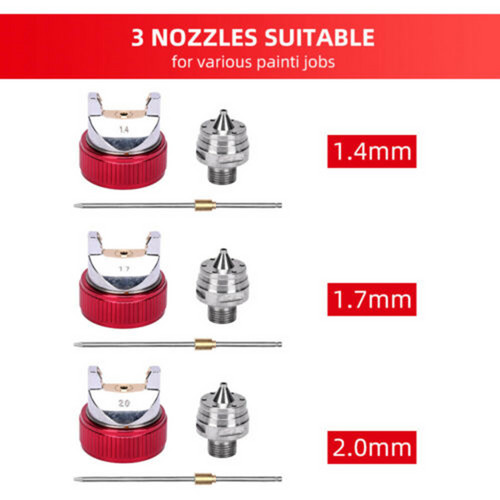 Spray Gun Kit HVLP Gravity Feed Air Paint Sprayer 3 Nozzles 1.4mm 1.7mm 2mm โ image 4