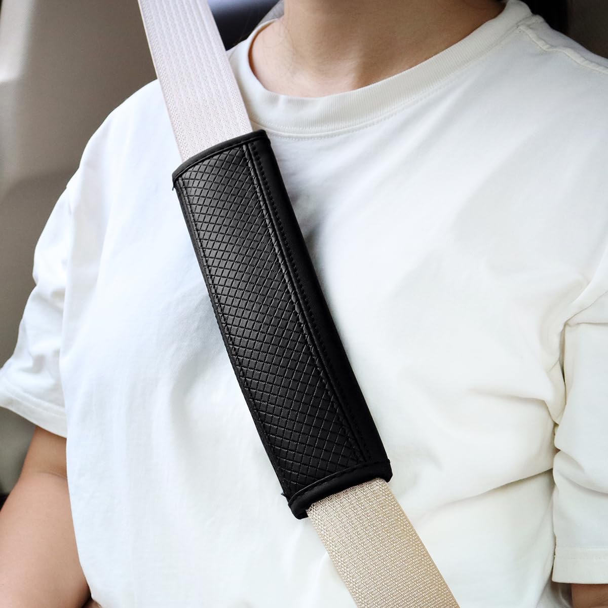 2-Pack Car Seat Belt Cover Pad Fiber Leather Seatbelt Shoulder Strap Covers Soft Comfort Skin-Friendly Universal Black Seatbelt Cover — image 3