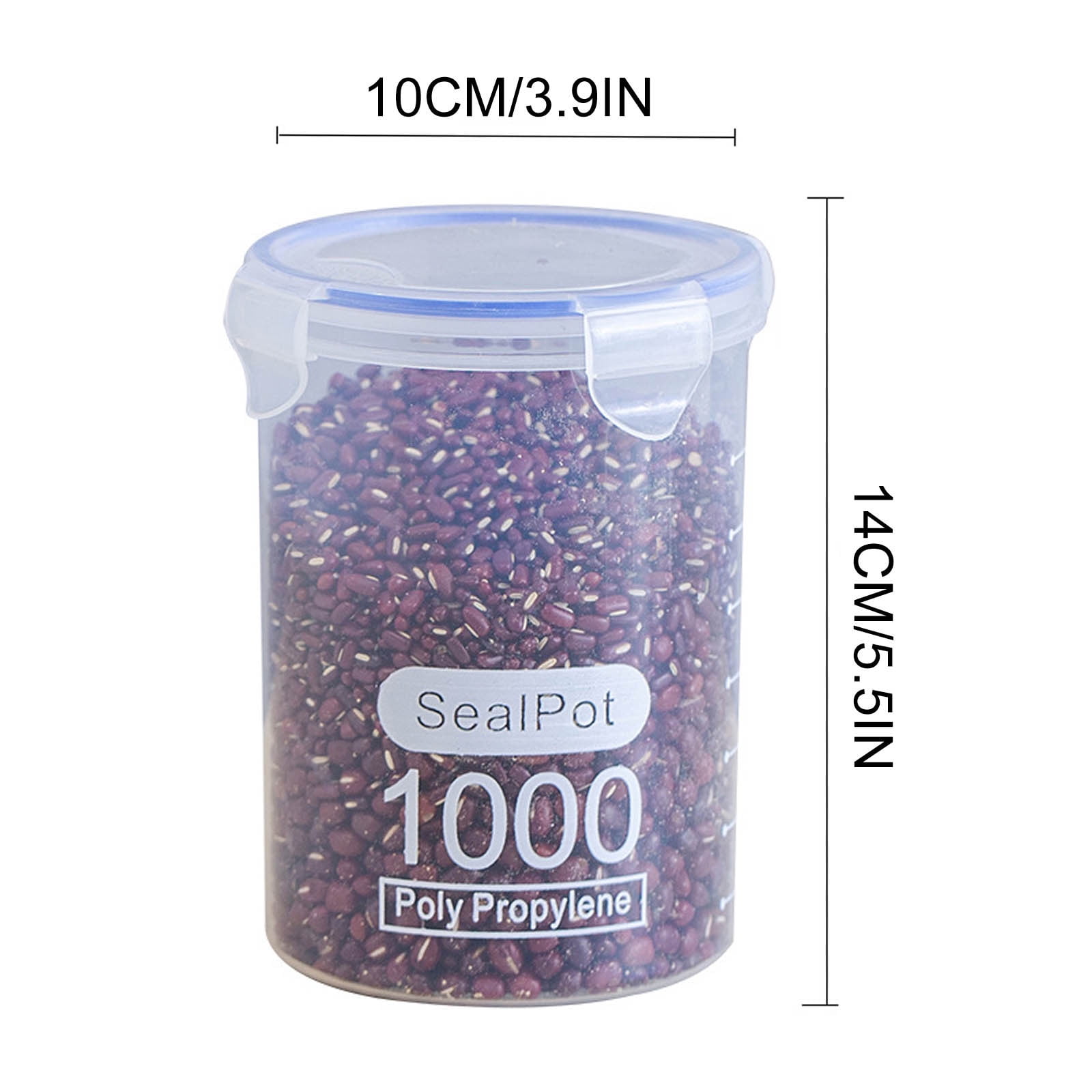 Clear Sealed Food Containers, 800ml Plastic Stackable Leakproof Storage Jar with Locking Lid, Kitchen Gadget for Rice Beans Storage C — image 2