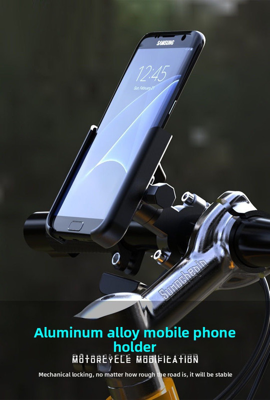Universal Aluminium Motorcycle Phone Holder Handlebar Mount 360 Rotation Anti-Shake CNC Metal for Bike Scooter 4-7 Inch Phones Black โ image 3